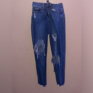 high rise ripped mom jeans